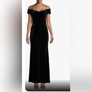 Bridesmaid dress off the shoulder black velvet